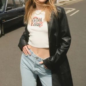 NWT reformation veda crosby 90s longline black leather blazer jacket